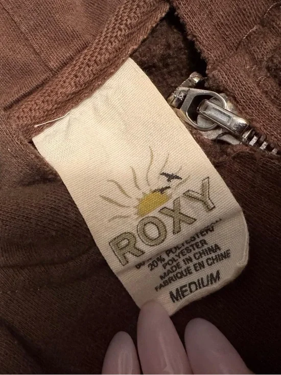 ROXY Vintage Y2K Bedazzled Logo Brown Zip Hoodie - Picture 5 of 6